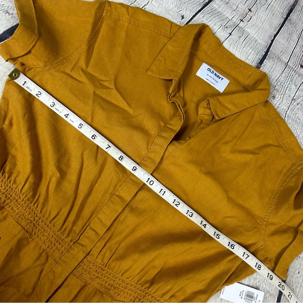 NWT Old Navy yellow linen short sleeve shorts romper